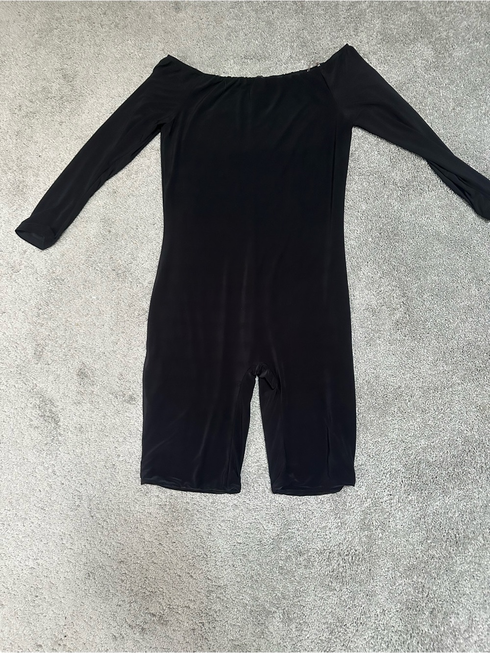 Women's Black Off-Shoulder Long Sleeve Knee Length Spandex Romper Size 1X
